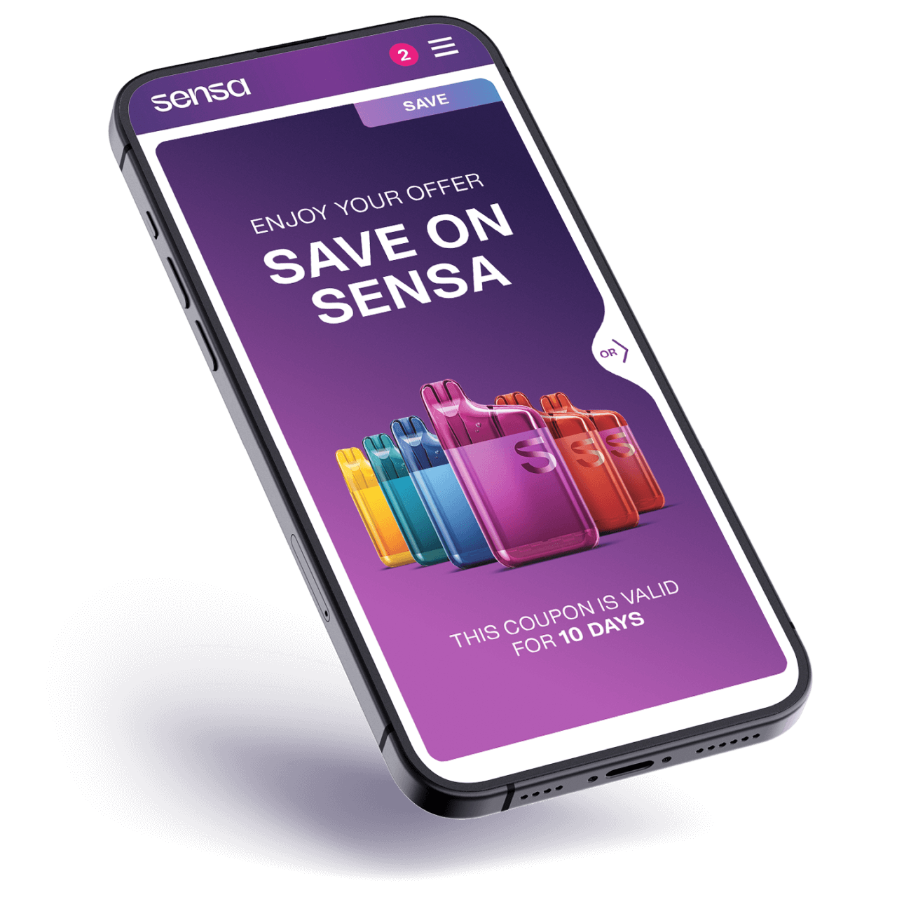 cellphone with sensa offer on screen